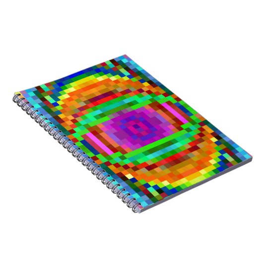 Abstracte Pixel Kunstkleurige Mozaïek Notitieboek (Rechterzijde)