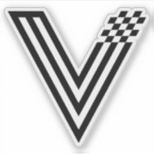Abstracte Pixel tech V Letter Monogram Sticker (Voorkant)