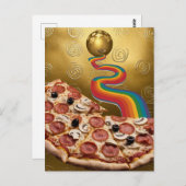Abstracte Pizza Rainbow Gold Spirals Sci-fi Briefkaart (Voorkant / Achterkant)