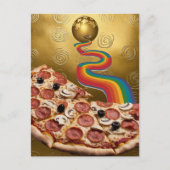Abstracte Pizza Rainbow Gold Spirals Sci-fi Briefkaart (Voorkant)
