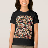 Abstracte pizzaplakjes op een zwarte achtergrond Tri-Blend shirt (Voorkant)