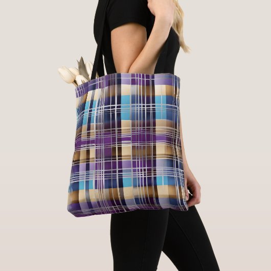 abstracte plaid canvas tas (Dichtbij)