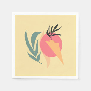Abstracte plant illustratie vormen roze geel servet