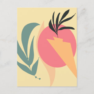 Abstracte Planten Illustratie Vormen Roze Geel Briefkaart