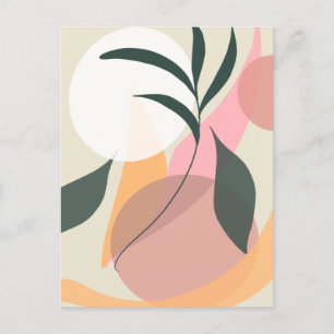 Abstracte Planten Illustratie Vormen Roze Groenele Briefkaart