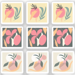 Abstracte Planten Tekening Omlijst Sticker