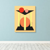 Abstracte platformen, pilaren en cirkels canvas afdruk (Insitu (Houten vloer))