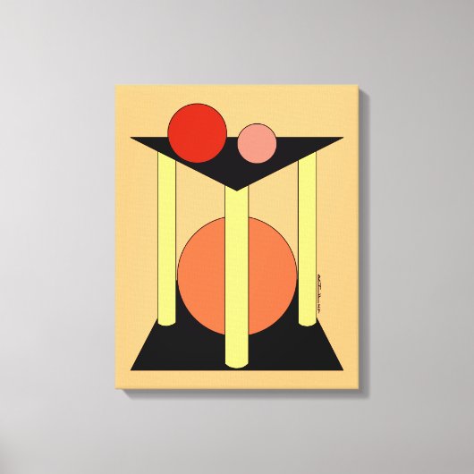 Abstracte platformen, pilaren en cirkels canvas afdruk (Voorkant)