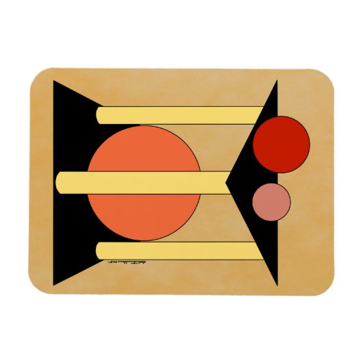 Abstracte platformen, pilaren en cirkels magneet (Horizontaal)