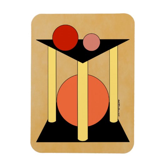 Abstracte platformen, pilaren en cirkels magneet (Verticaal)