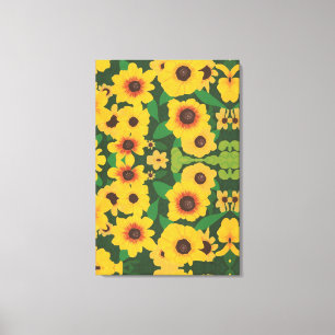 Abstracte pleister van Gele Zonnebloemen Afdruk sc Canvas Afdruk