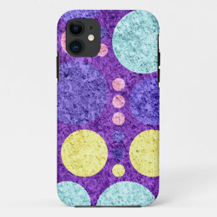 Abstracte poka Dots Paars geel Aqua iPhone 11 Hoesje