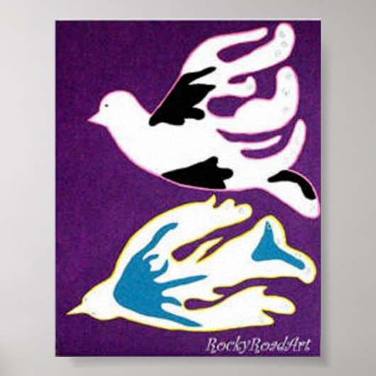 Abstracte Pop Art Two Doves Poster (Voorkant)