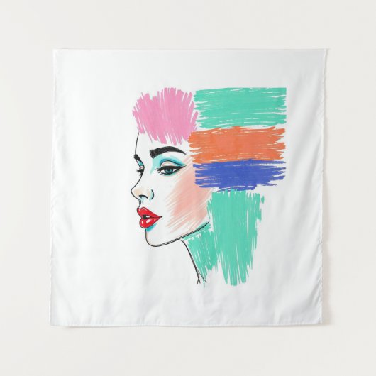 Abstracte Pop Art Woman Tapestry Wandkleed (Voorkant)