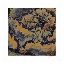 Abstracte Pop Fine Art Cool Retro Donkerblauw Geel