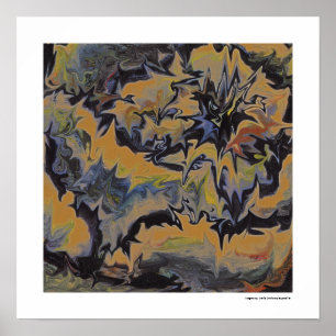 Abstracte Pop Fine Art Cool Retro Donkerblauw Geel Poster