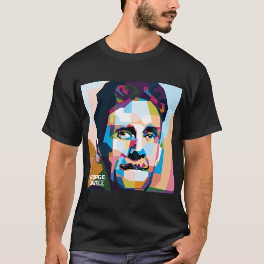 Abstracte popart George Orwell in WPAP T-shirt (Voorkant)