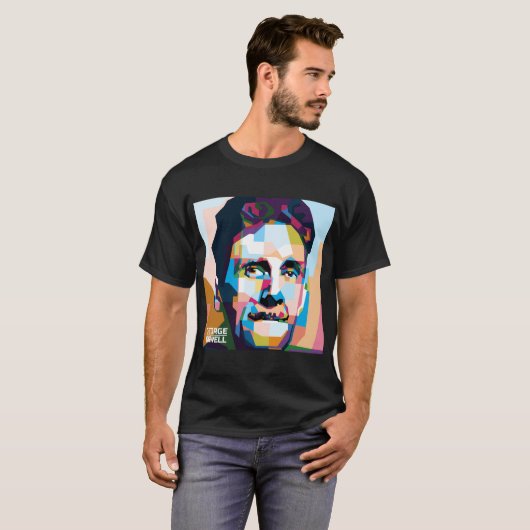 Abstracte popart George Orwell in WPAP T-shirt (Voorkant volledig)