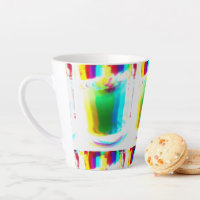 Abstracte Popart Primaire Regenboog Drink Latte Mo