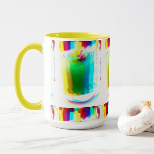 Abstracte Popart Primaire Regenboog Drink Mok (Met donut)