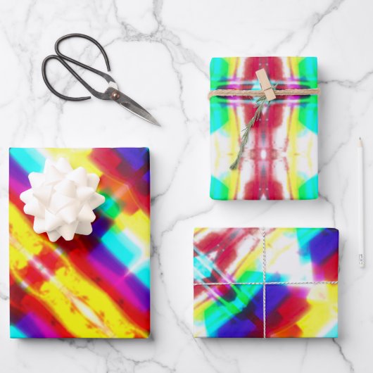 Abstracte Popart Rainbow Wrapping FlatSheet Set Inpakpapier Vel (Voorkant)