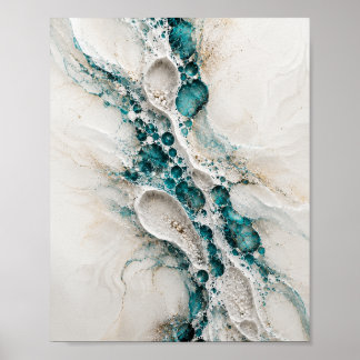 Abstracte Posterprint Teal Geode Wandkunst Poster