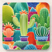 Abstracte potcactussen bier onderzetter (Voorkant)