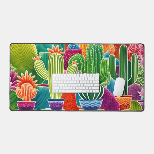 Abstracte potcactussen bureaumat (Keyboard & Muis)