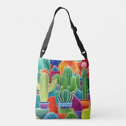 Abstracte potcactussen crossbody tas (Achterkant)