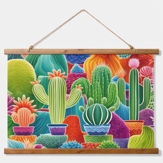 Abstracte potcactussen hangend wandkleed (Voorkant)