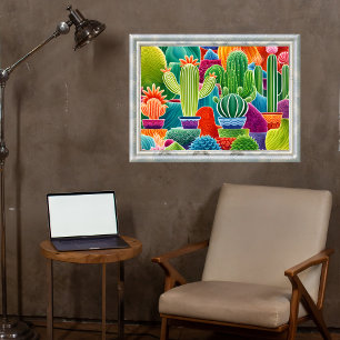 Abstracte potcactussen poster