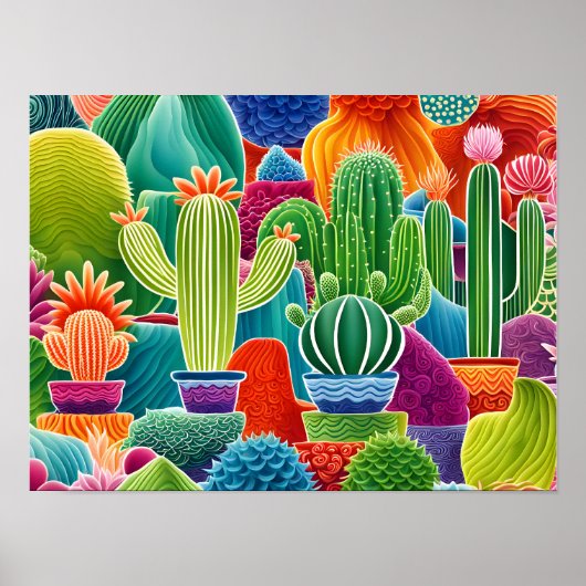 Abstracte potcactussen poster (Voorkant)