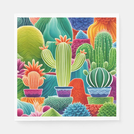 Abstracte potcactussen servet (Voorkant)