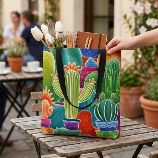 Abstracte Potted Cacti Draagtas