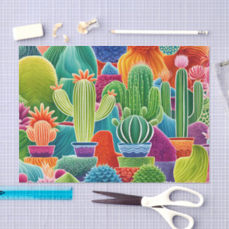 Abstracte Potted Cacti Tissuepapier