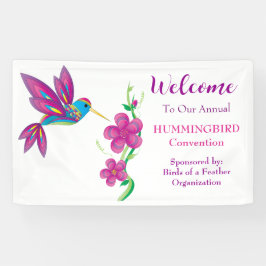 Abstracte prachtige Hummingbird en Flowers Spandoek