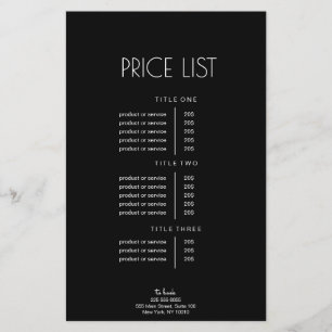 Abstracte Prijslijst in Zwart-Wit Flyer