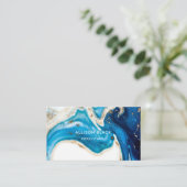 Abstracte Professional Blue Gold Marble-kunst Visitekaartje (Staand voorkant)