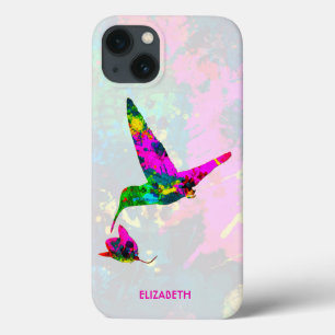 Abstracte Psychedelic Colorful Hummingbird iPhone 13 Hoesje