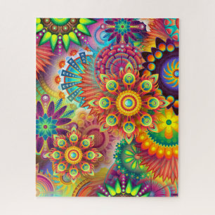 Abstracte Psychedelic Mandalas Starbursts Legpuzzel