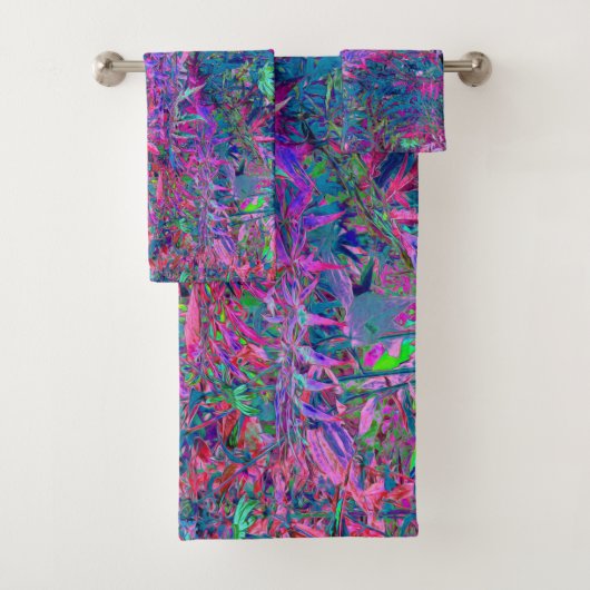 Abstracte Psychedelic Rainbow-kleuren Foliage Gard Bad Handdoek (Insitu)
