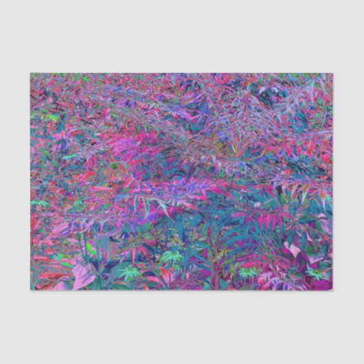 Abstracte Psychedelic Rainbow-kleuren Foliage Gard Tissuepapier (Voorkant)
