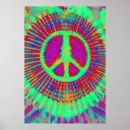 Abstracte Psychedelic Stropdas-Dye Peace Sign Fine Poster
