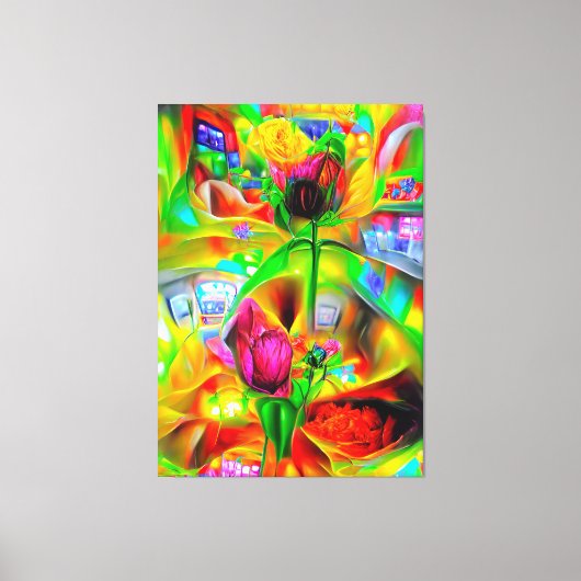 Abstracte psychedelische bloemen canvas afdruk (Voorkant)