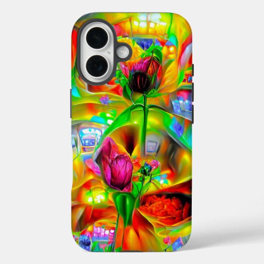 Abstracte psychedelische bloemen Case-Mate iPhone case (Achterkant)