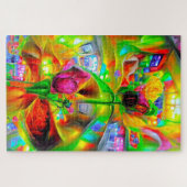 Abstracte psychedelische bloemen legpuzzel (Horizontaal)