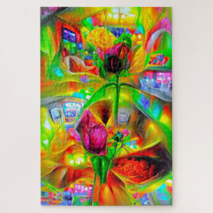 Abstracte psychedelische bloemen legpuzzel