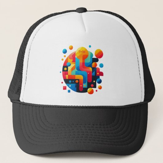 Abstracte puzzel trucker pet (Voorkant)