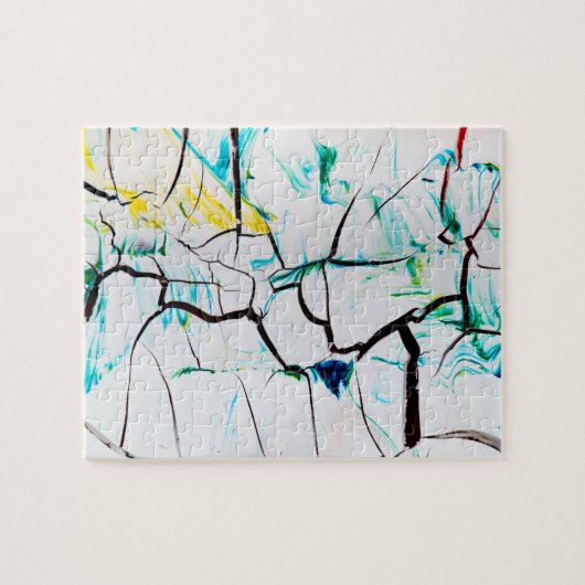 Abstracte racks in groen geel blauw legpuzzel (Horizontaal)