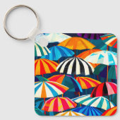 Abstracte Rainbow Beach Paraplu Sleutelhanger (Voorkant)